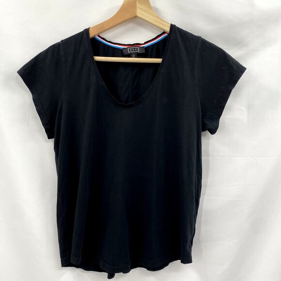 AYR black scoop neck basic supercool cap sleeve boxy Tee - Picture 2 of 6